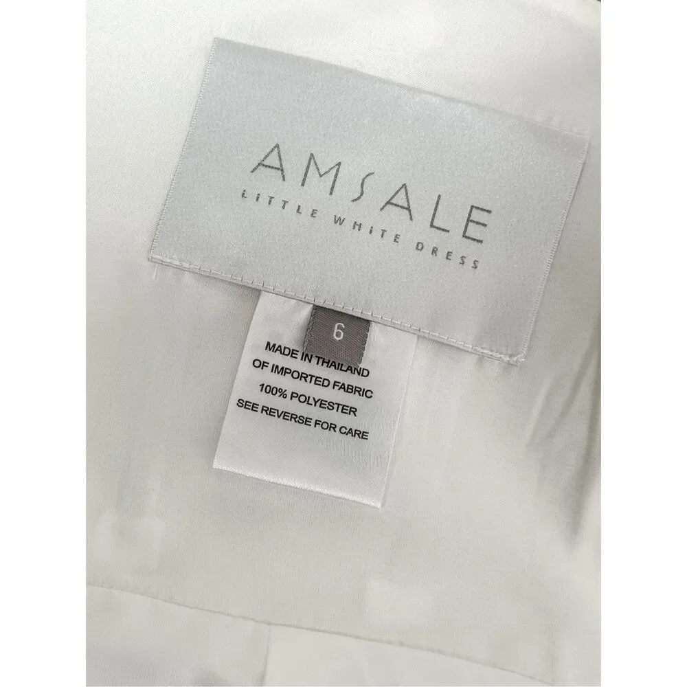 Amsale Asymmetric Satin One-Shoulder Midi-Dress size 6 - Picture 12 of 13